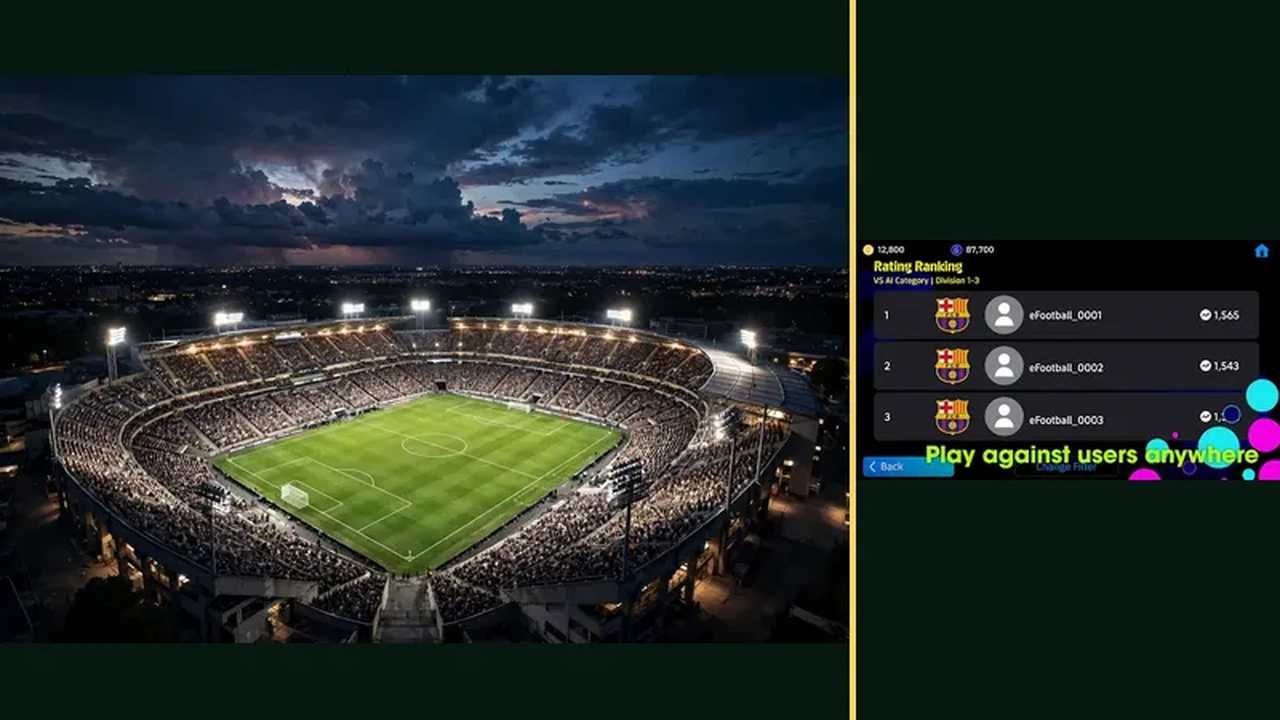 eFootball online ranking and famous teams screens combined